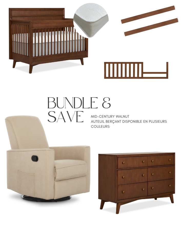 Juniorbaby Mid-Century Walnut Nursery Bundle Save